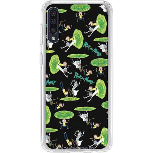 Adult Swim Rick and Morty Portal Pattern Galaxy A50 Clear Case
